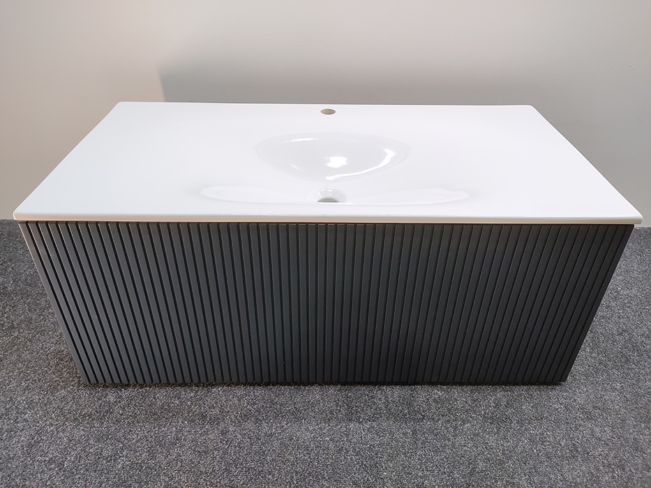 TW Shape комплект подвесной мебели 120х50см, с раковиной, с 1 выдвиж. ящиком с механизмом push-to-open, цвет: серый матовый RAL7016