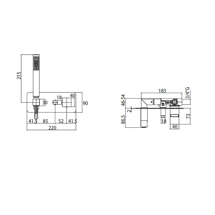 Bossini Cube Комплект: Смеситель для душа, встраиваемый, с девиатором на 2 выхода, ручной душ с держателем, подключение на 1/2”, цвет: хром