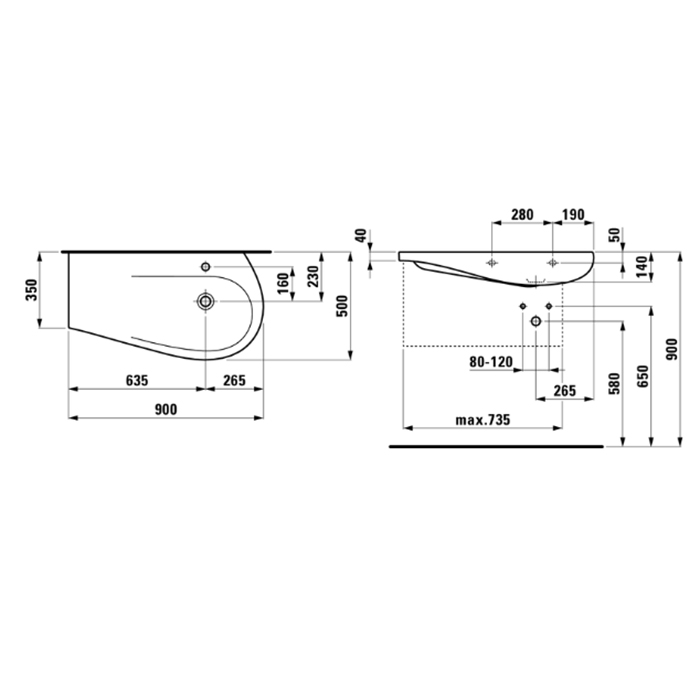 Laufen Alessi One Раковина 90х50х16.5 см, 1 отв., покрытие LLC, цвет: белый