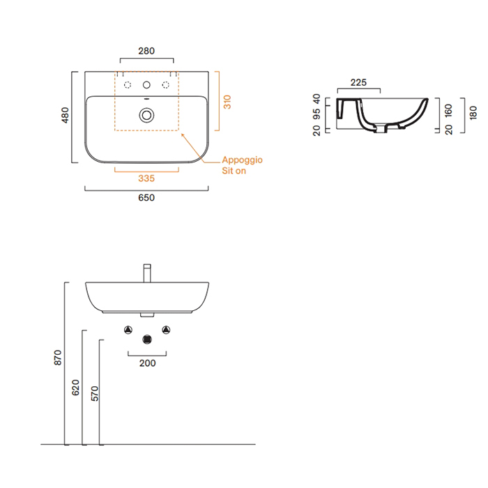 Catalano Italy Раковина 65x48см, с 1 отв., цвет: белый глянцевый