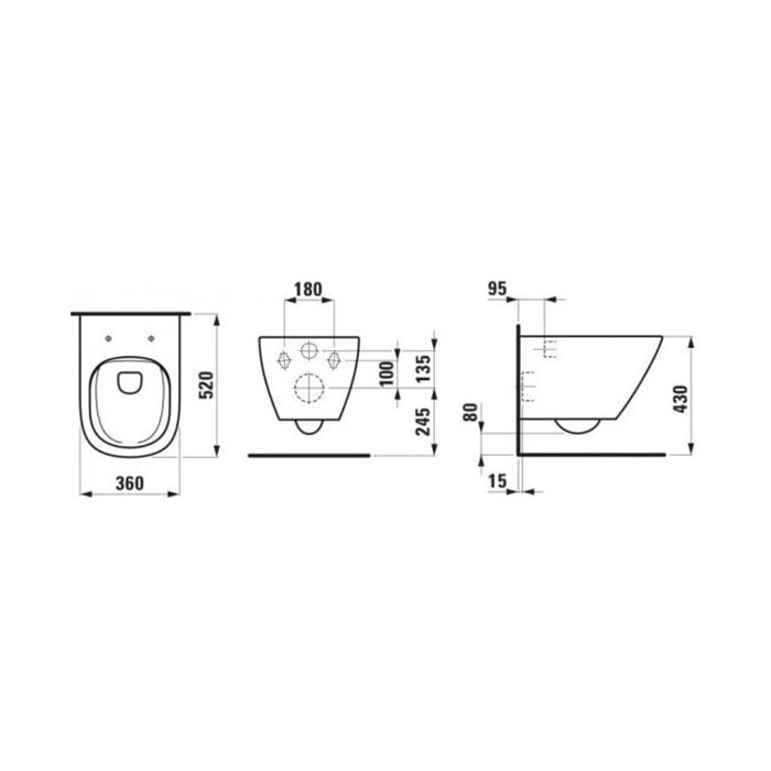 Laufen Lua Унитаз подвесной 52x36см, безободковый, цвет: белый глянцевый