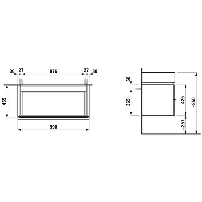 Laufen Case For Living City Тумба с раковиной 99х45.5x45.5см., 2 ящика, цвет: белый матовый