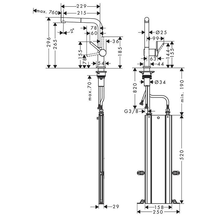 Hansgrohe Talis M54 Смеситель для кухни, 1 отв., цвет: сталь