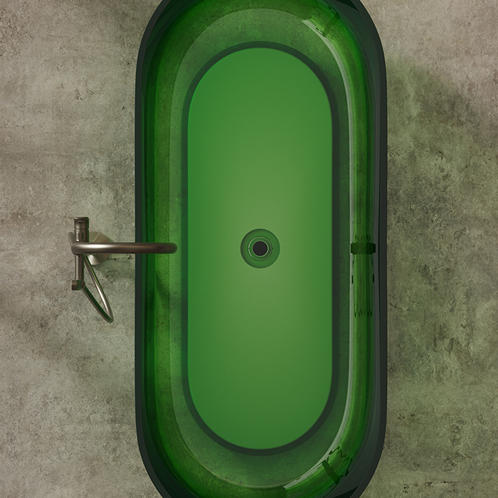 Dea Design Shadow Ванна 170х72х56см., отдельностоящая, Glasstech, прозрачная смола, цвет: Emerald R3