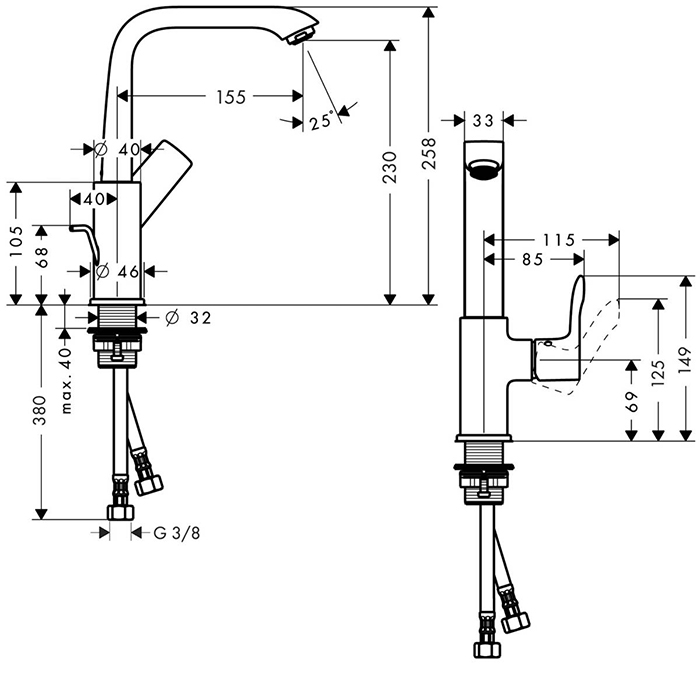 Hansgrohe Metris Смеситель для раковины, 1 отв., цвет: хром