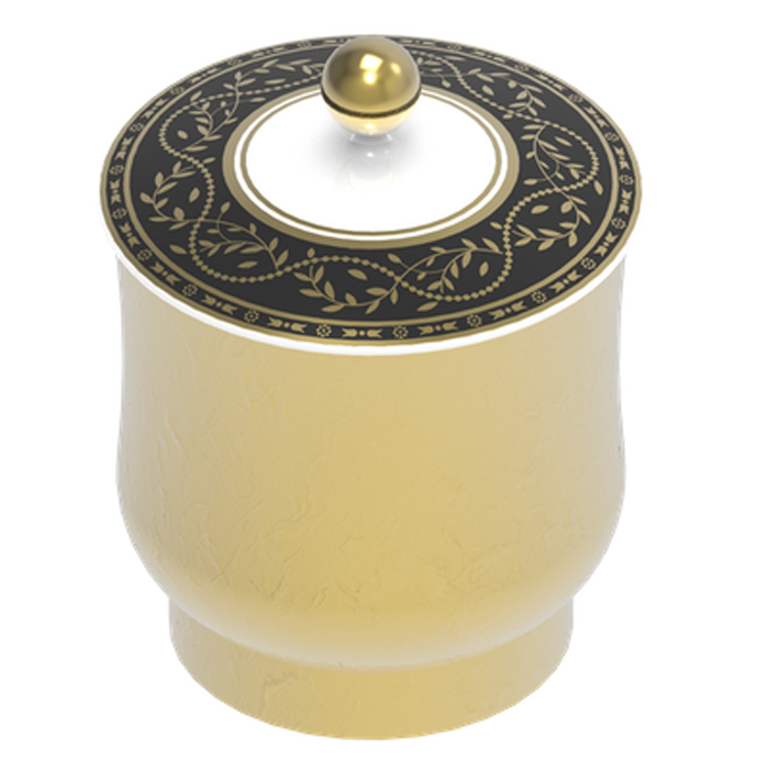 THG MARQUISE NOIR DECOR OR Китайская лакированная коробка с белой керамической крышкой Ø94 мм., small size, декор черный/золото, цвет: золото