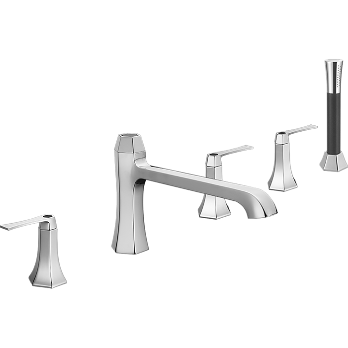 CISAL Cherie Смеситель на борт ванны на 5 отверстий, излив 210 мм, цвет: хром/черный матовый