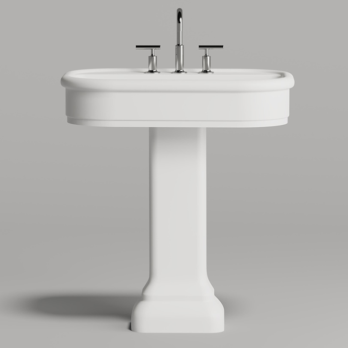 Salini Opera Раковина 75х50х16см., накладная, 3 отв., с пьедесталом, S-Stone, цвет: белый матовый