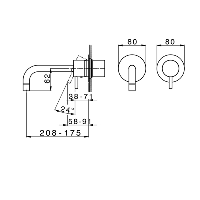 Cisal Less Minimal Смеситель для раковины, встраиваемый, излив: 20.8-17.5см., цвет: хром