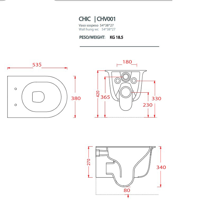 Artceram Chic Унитаз подвесной 38х53см, безободковый, с крепеж., цвет: черный матовый