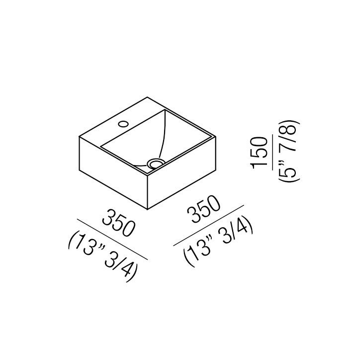 Agape Handwash Раковина 35x35x15 см, 1 отв., квадратная, цвет: белый