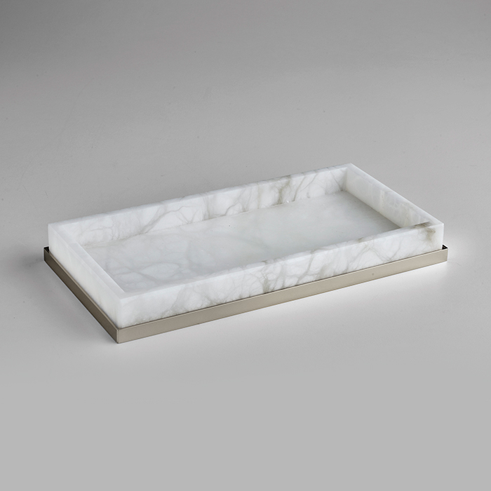 3SC Baster Round Лоток 25.5х2.5х13см., настольный, цвет: алебастр/никель сатинированный матовый