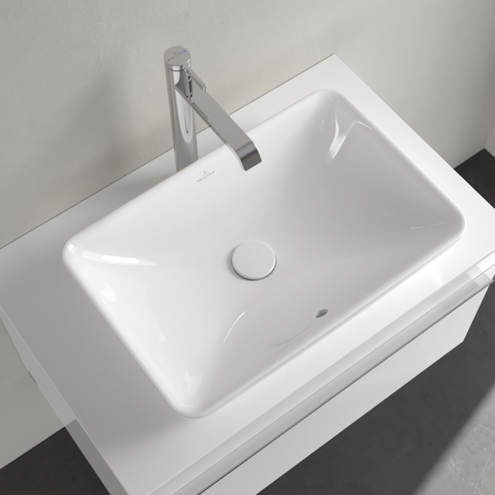 Villeroy&Boch Venticello Раковина накладная 55х36см, без отв., с переливом, CeramicPlus, цвет: альпийский белый