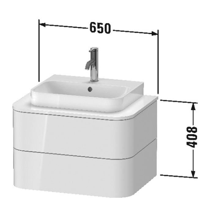 Duravit Happy D.2 Plus Тумба подвесная 65x55х40.8см, с раковиной и 2 ящиками, цвет: белый глянцевый