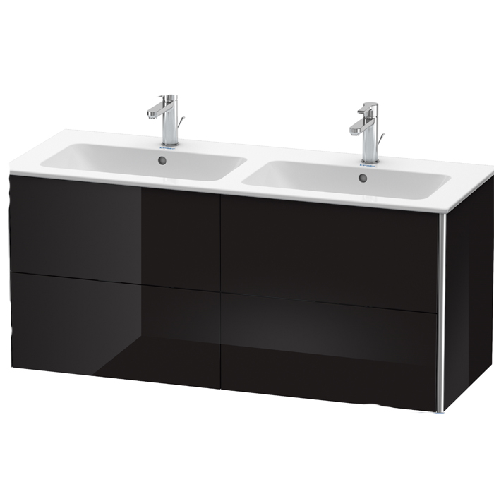 Duravit XSquare Тумба подвесная, 128х47.8х56см, с раковиной и 4 выдв ящиками, цвет: черный глянцевый 