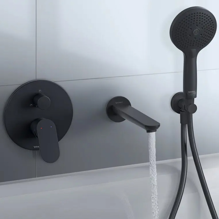 Duravit Wave Излив для ванны 20.2см., настенный, цвет: черный матовый
