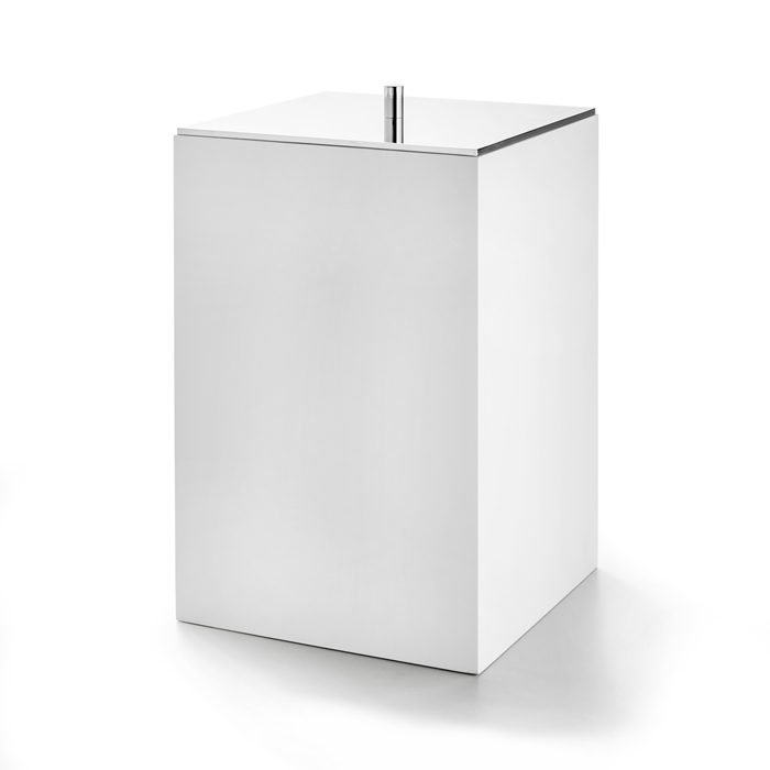 3SC BeMood White Урна с крышкой 20хh32х20 см, цвет: белый/никель сатинированный матовый