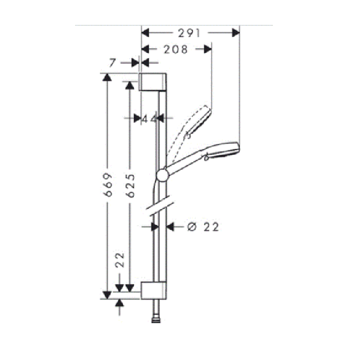 Hansgrohe Crometta Vario Душевой набор: штанга 65см., ручной душ 100, 3jet (Rain, Turbo Rain, массажная), шланг, цвет: белый/хром