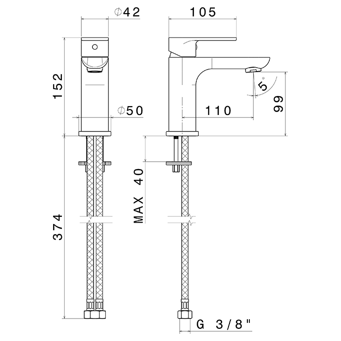 Newform Extro Смеситель для раковины, 1 отв., цвет: хром