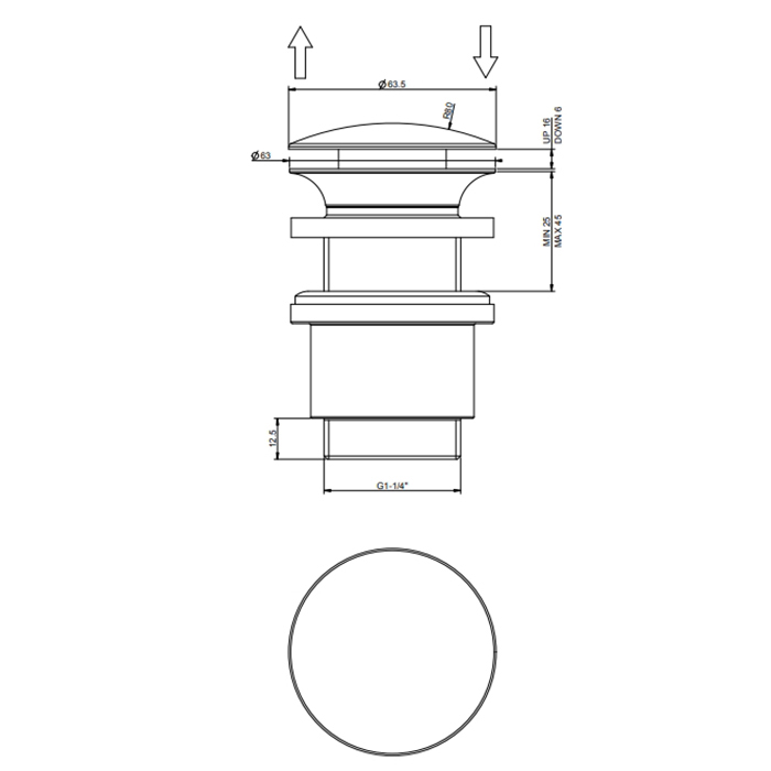 Gessi Донный клапан для раковины Stop&Go на 1 1/4", без слива-перелива, цвет: Gold PVD