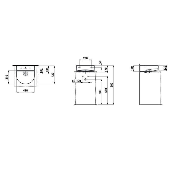 Laufen Sonar Раковина 41x42х14 см, 1 отв., цвет: белый