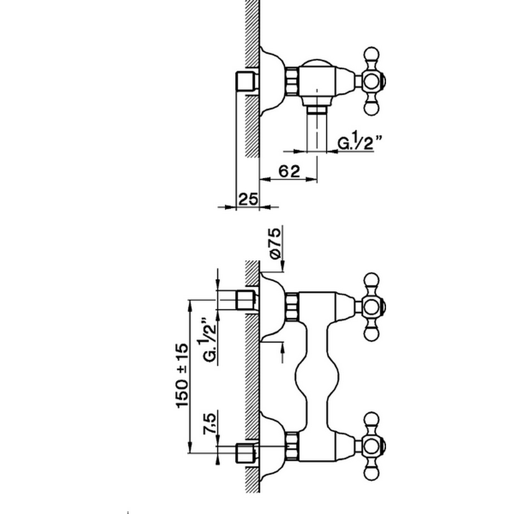 CISAL Arcana Смеситель двухвентильный настенный для душа, цвет: бронза
