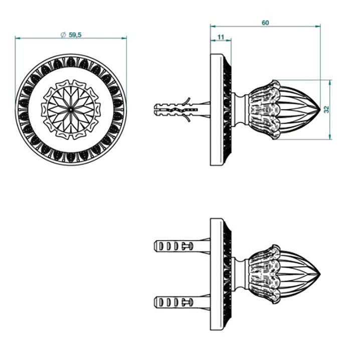 THG Malmaison metal Крючок одинарный, подвесной, цвет: полированное золото