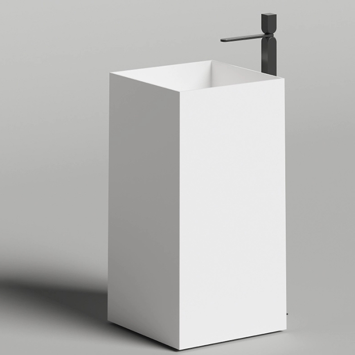 Salini Armonia Square 01 Раковина напольная 45х45х90cм., слив в пол, выпуск D 503, сифон, декоративная накл., мат-л: S-Sence, цвет: белый глянцевый