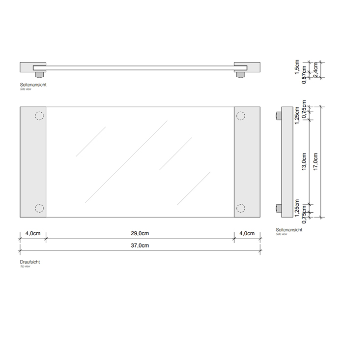 Decor Walther Tab 37 Лоток универсальный 37x17см, прозрачное стекло, настольный, цвет: хром