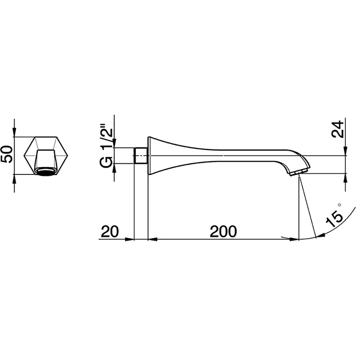 CISAL Cherie Излив настенный 200 мм для ванны, цвет: золото