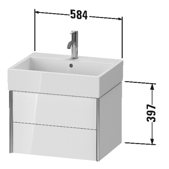 Duravit XViu Тумба подвесная 58.4x45.4x39.7см, с раковиной, 2 ящика, цвет: белый глянцевый/champagne matt