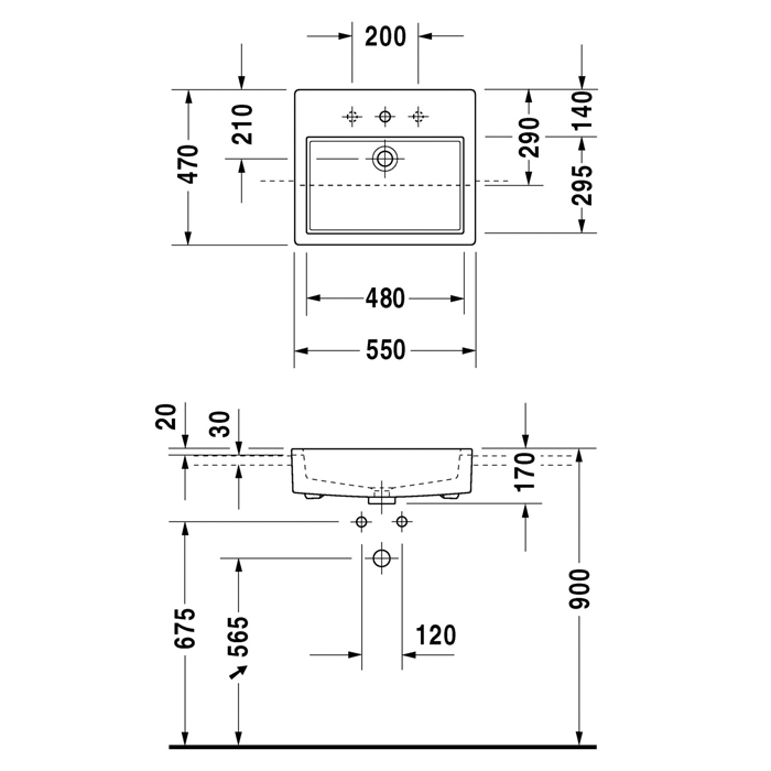 Duravit Vero Раковина 55х47 см, 1 отв., цвет: белый