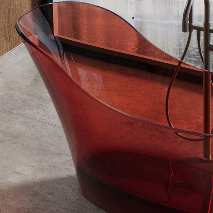 Dea Design Elegant Ванна 169x75x88см., отдельностоящая, Glasstech, прозрачная смола, цвет: pomegranate