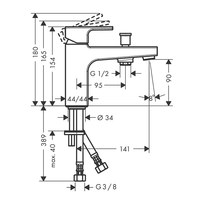 Hansgrohe Vernis Shape Смеситель для ванны, на 1 отв., с ручным душем, цвет: хром