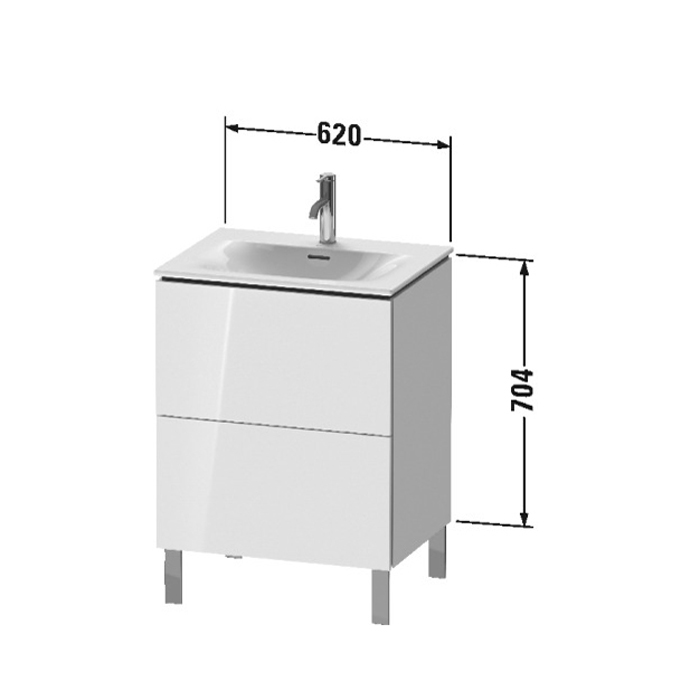 Duravit L-Cube База напольная 62x48.1x70.4см с раковиной, 2 ящика, цвет: глянцевый белый