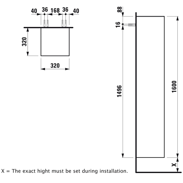 Laufen New Classic Пенал высокий подвесной 32х32х160см, 4 полочки, 1 дверка - петли справа, цвет: серый