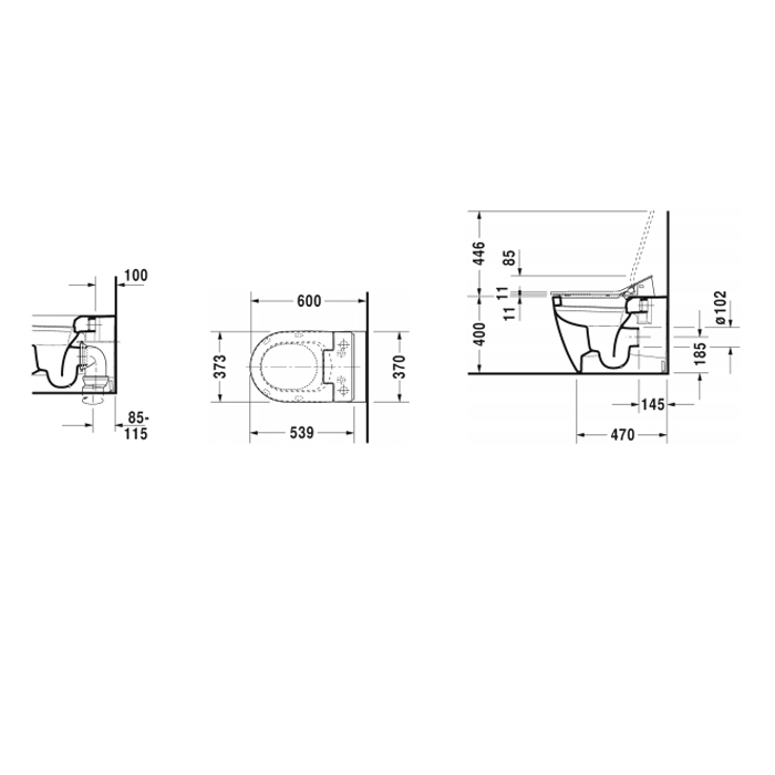 Duravit ME by Starck SensoWash Унитаз напольный 60х37см, пристенный вариант, включая крепление, сток горизонтальный, с сиденьем