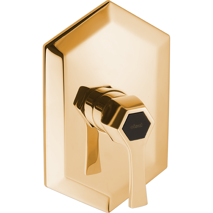 CISAL Cherie Встраиваемый однорычажный смеситель для душа, внешняя и внутренняя части в комплекте, цвет золото/черный матовый
