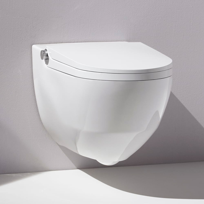 Laufen Cleanet Riva Унитаз-биде подвесной 60х39см, безободковый, с сиденьем, пульт д/у, покрытие LCC, панель титан-черный, цвет: белый