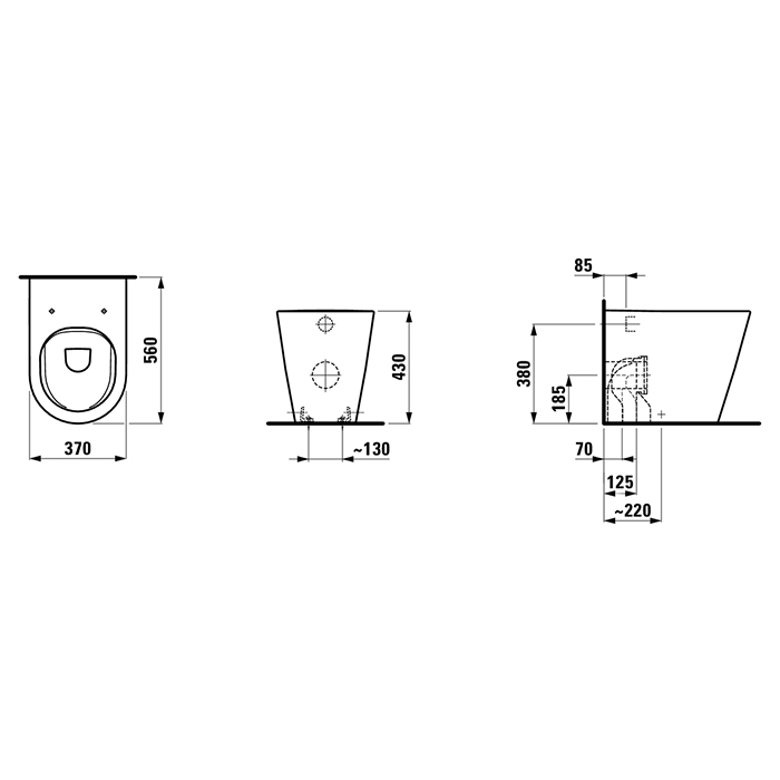 Laufen Kartell Унитаз приставной 56x37x43см, безободковый смыв Rimless, цвет: белый