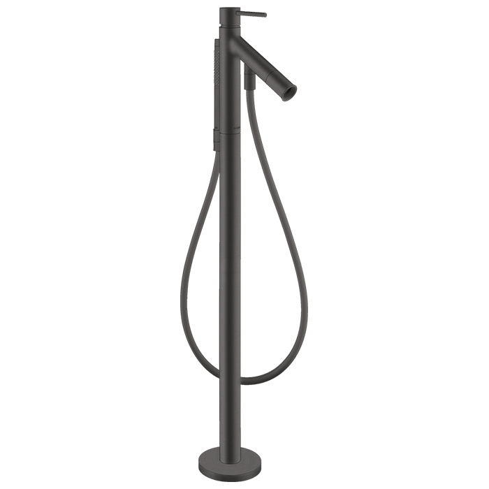 Axor Starck Смеситель для ванны, напольный, с ручным душем, цвет: шлифованный черный хром