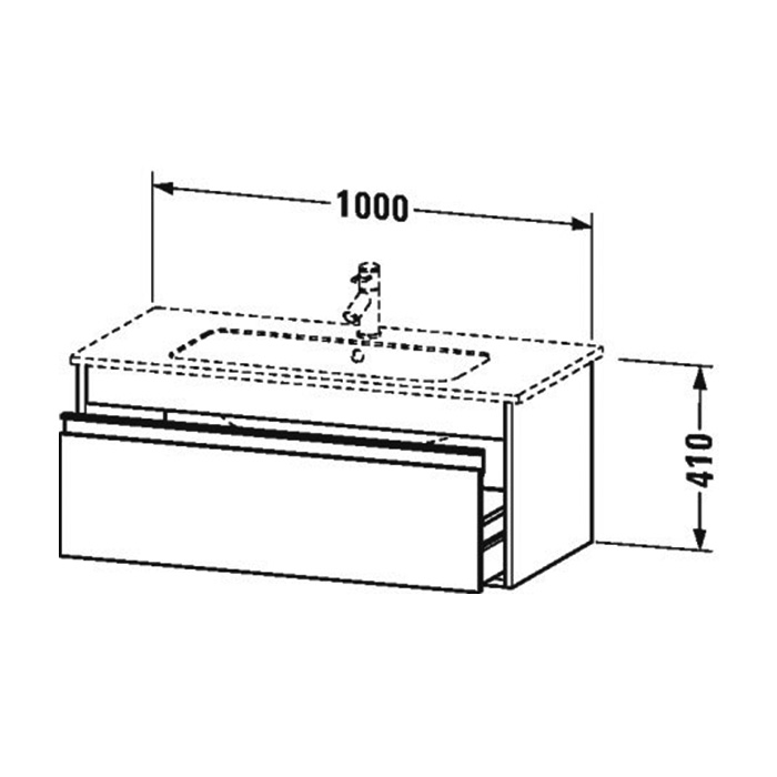 Duravit Ketho Тумба подвесная, 100x47.5х41см., с раковиной, 1 ящик, цвет: белый глянцевый