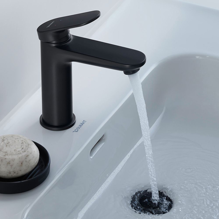 Duravit Wave Смеситель для раковины, 1 отв., с донным клапаном, цвет: черный матовый