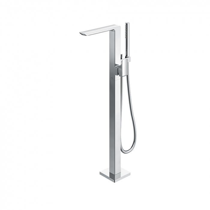 TOTO Jewelhex Смеситель для ванны 113x374x876мм, отдельностоящий с ручным душем, Active Wave, цвет: хром