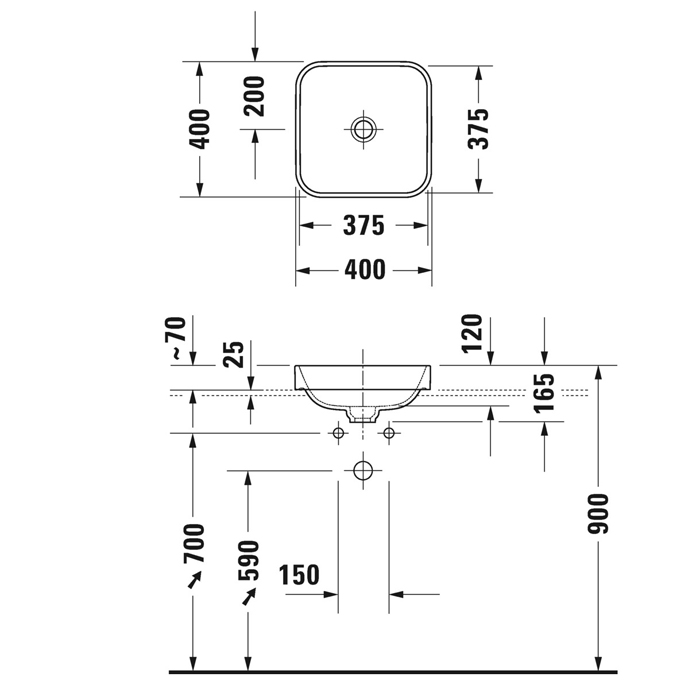 Duravit Happy D.2 Plus Раковина накладная, 40х40см, без перелива, с выпуском, с керамической крышкой, цвет: Anthracite matt