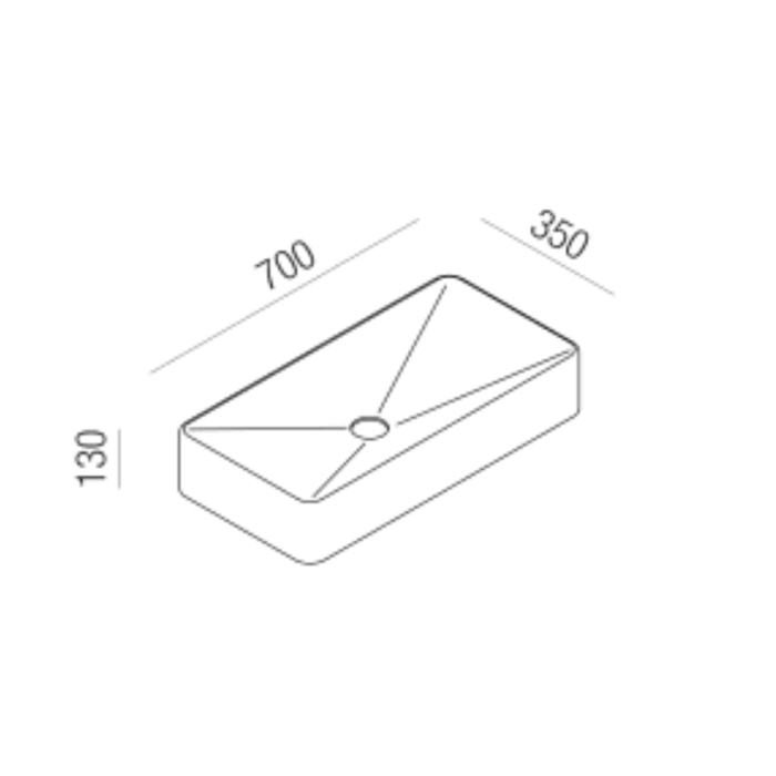 Agape Raso Раковина 70x35x130см., накладная, без отв., без перелива, с донным клапаном, Solid surface, цвет: белый матовый