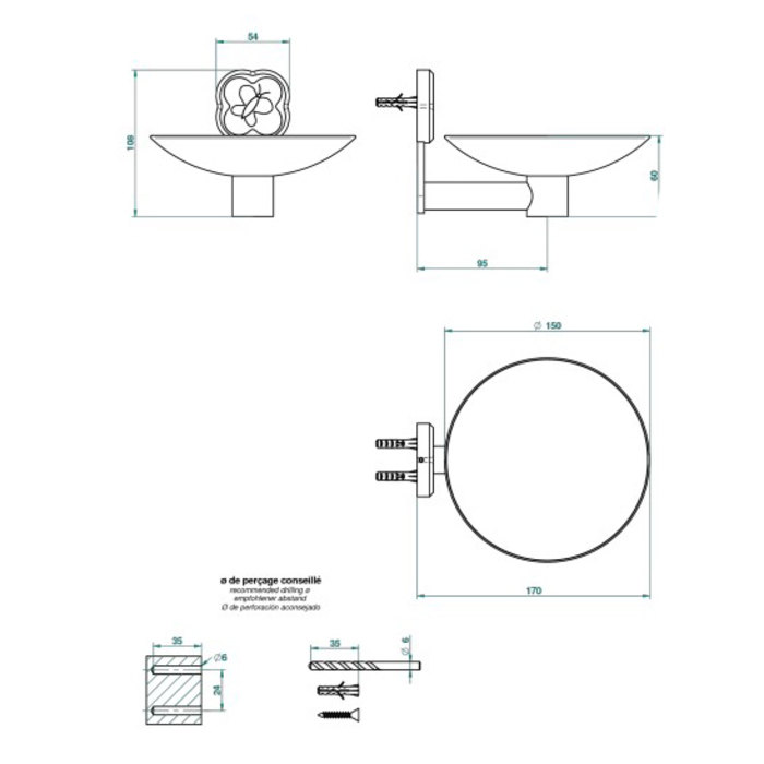 THG Capucine mauve Мыльница, подвесная, цвет: золото