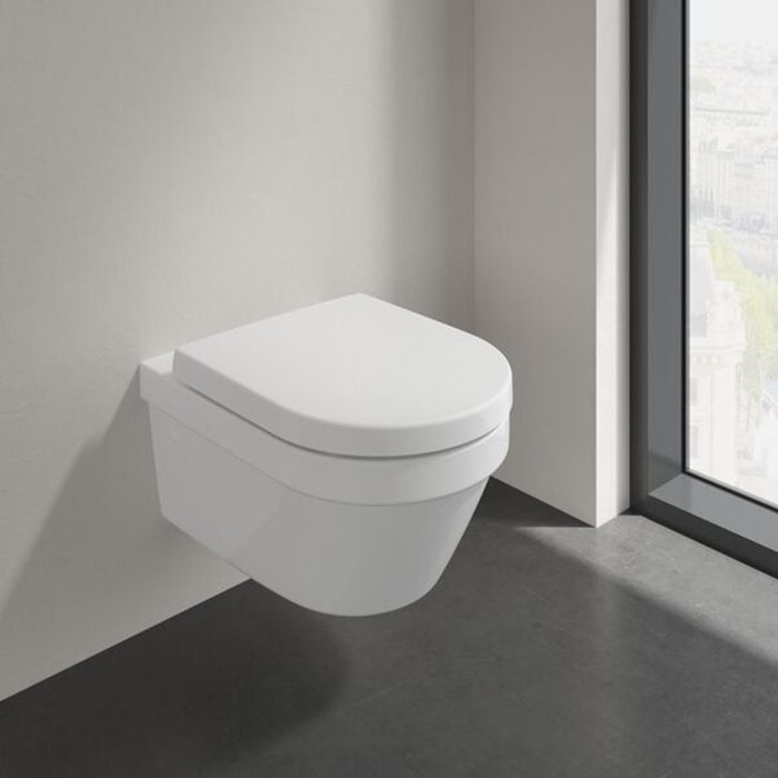 Villeroy&Boch Architectura Унитаз подвесной 37x53см, безободковый, сиденье микролифт, CeramicPlus, цвет: альпийский белый 