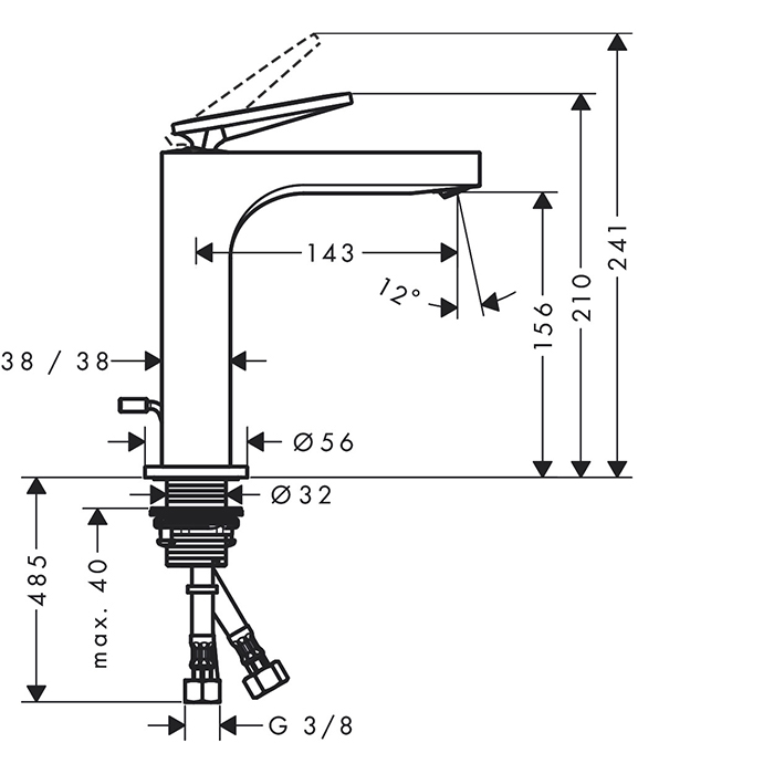 Axor Citterio Смеситель для раковины 160, на 1 отв., излив h: 16см, с донным клапаном, с текстурой, цвет: сталь