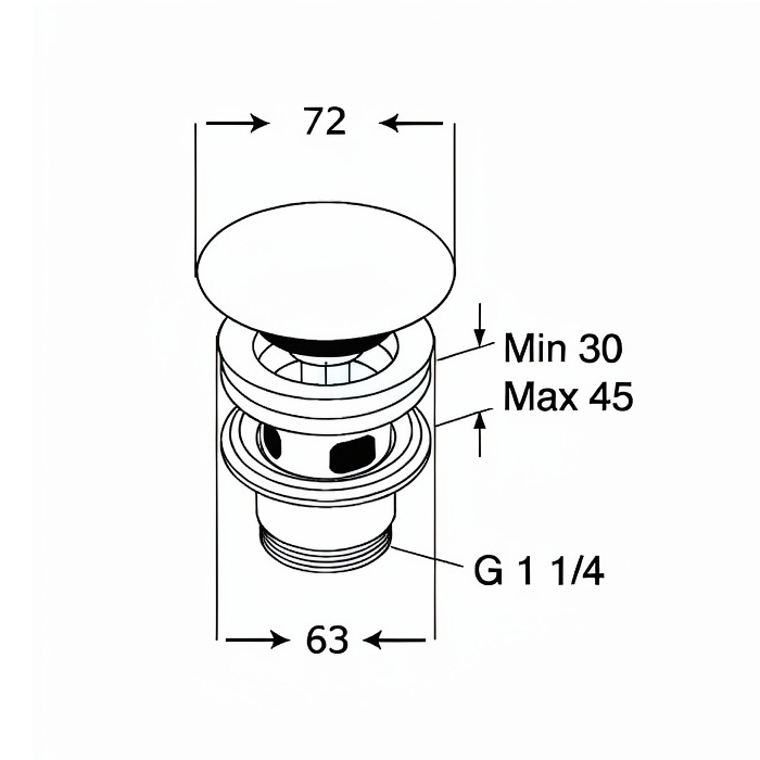 Villeroy&Boch Донный клапан для раковины, с переливом, нажимной, с керамической крышкой, цвет: альпийский белый